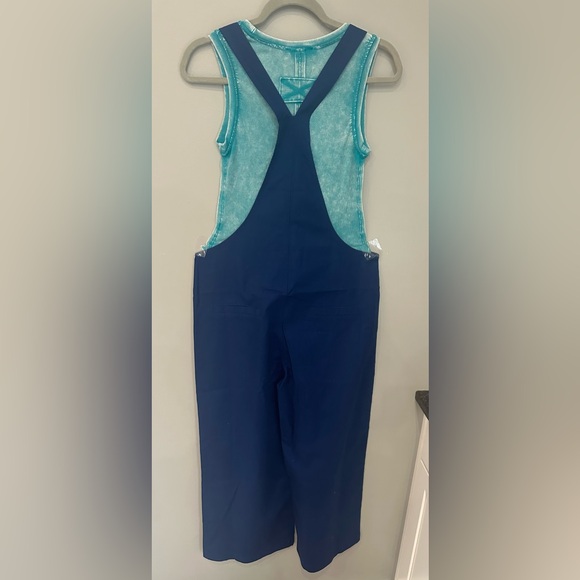 ZENANA ROYAL BLUE KNOT STRAP WIDE LEG CROPPED JUMPSUIT SIZE M - Picture 5 of 9